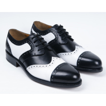 White and Black Genuine Leather Mens Business Shoes (NX 419)